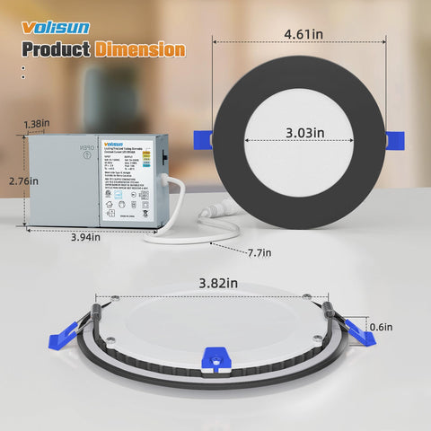 VOLISUN recessed light with J-box wiring simplifies ceiling connections in black