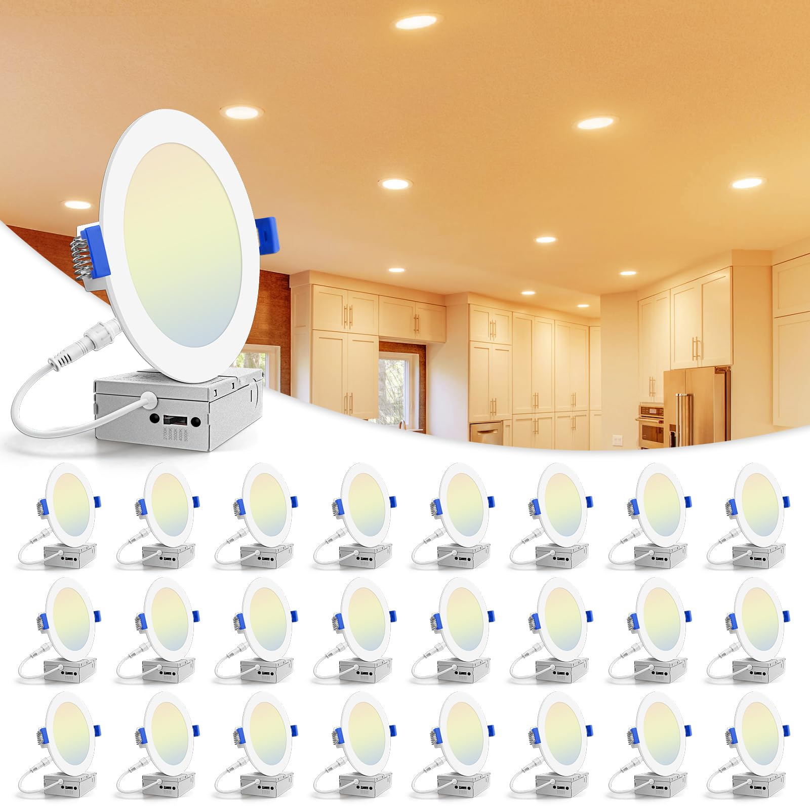 Volisun 6-inch recessed light 2700K warm glow for cozy living spaces.