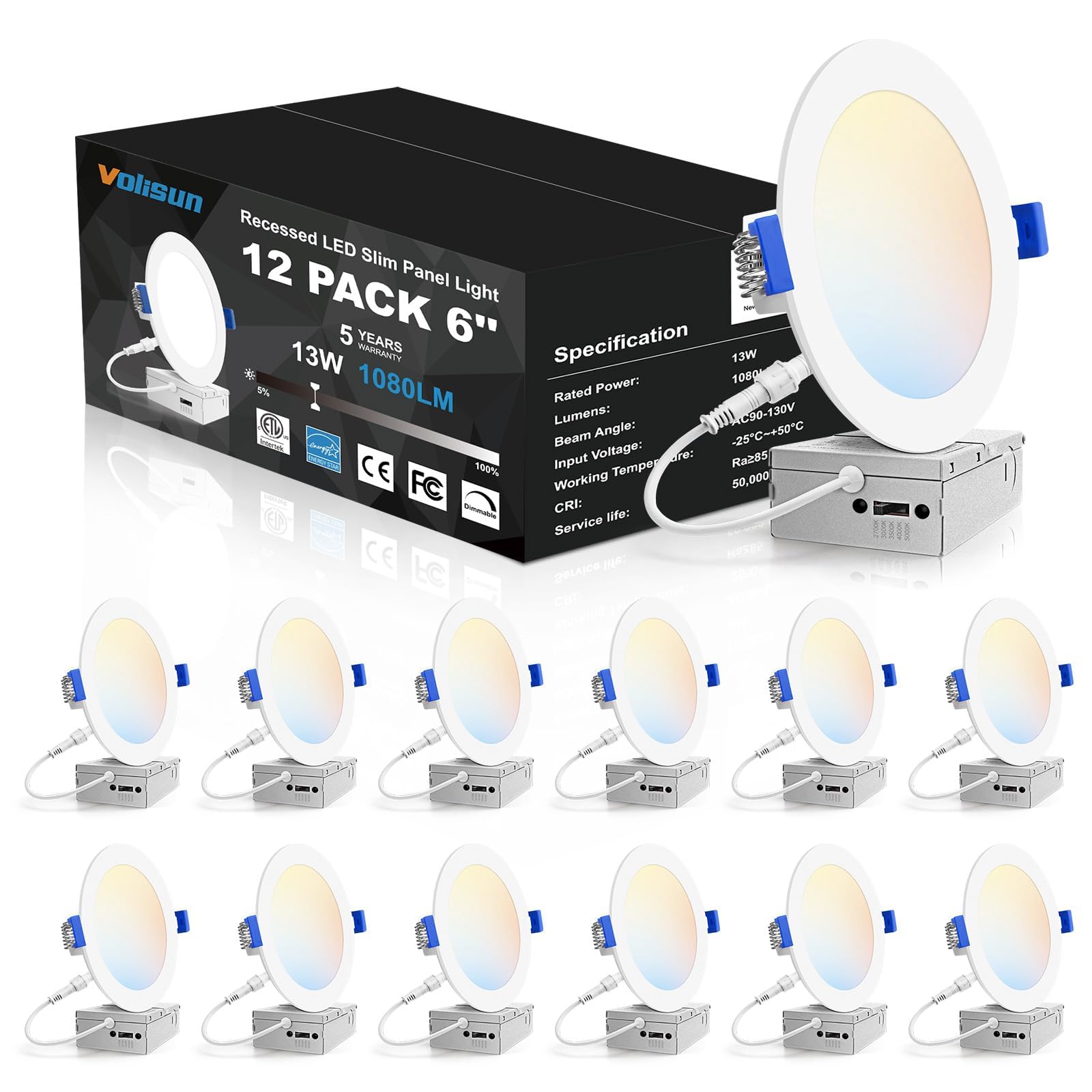 VOLISUN 6-inch recessed light installed in ceiling for clean, energy-efficient brightness.