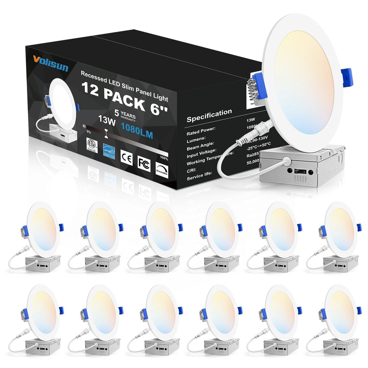 VOLISUN 6-inch recessed light installed in ceiling for clean, energy-efficient brightness.