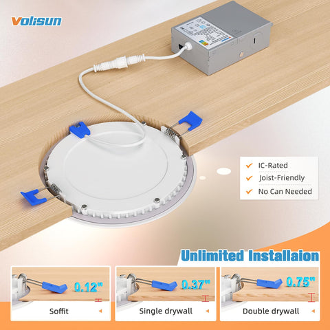 Volisun IC-rated recessed light with safe heat management for ceilings.