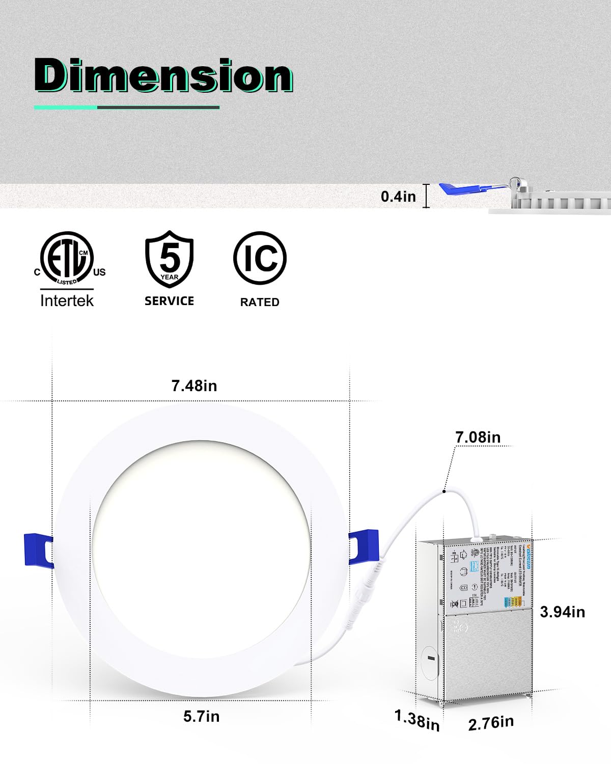 VOLISUN 7-inch recessed light installation steps for easy retrofit or new builds.