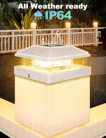 VOLISUN auto-on/off solar post cap light on 4x4 post for easy evenings