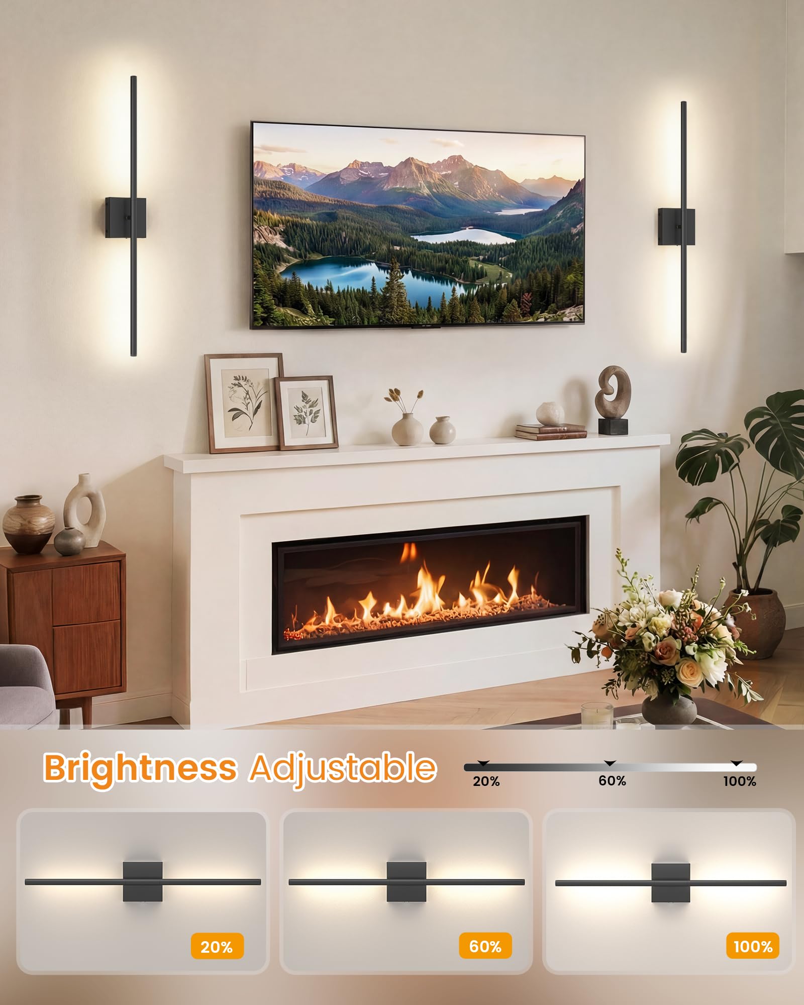 VOLISUN black wall sconces suited for bedroom or entryway with modern style.