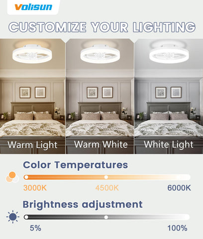 VOLISUN bladeless fandelier ceiling fan in white with quiet airflow