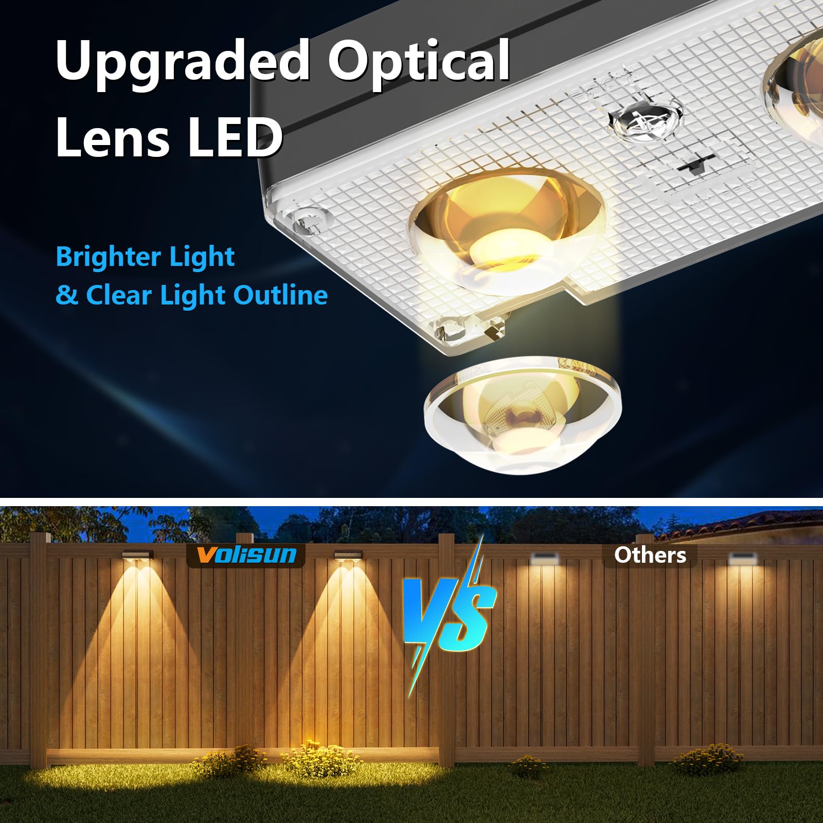 VOLISUN color-modes fence light offers multiple color options for ambiance.