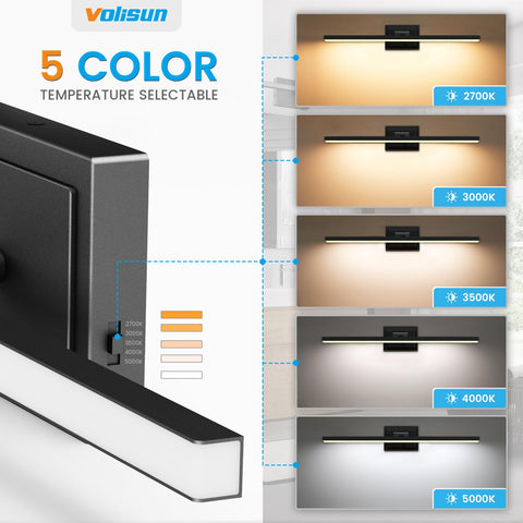 Volisun dimmable LED vanity light compatible with most dimmers for customizable brightness.