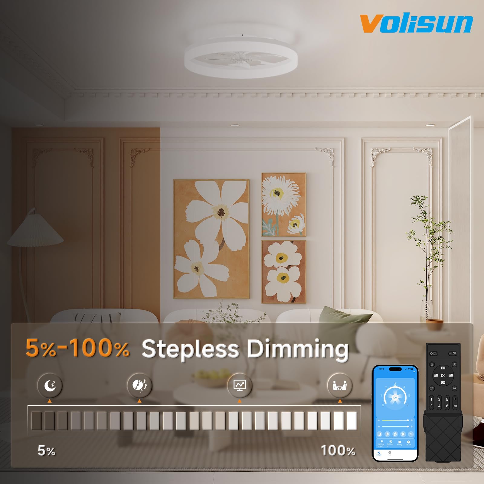 VOLISUN dimmable light 3000K-6500K offers customizable mood for daytime work or evening relaxation.