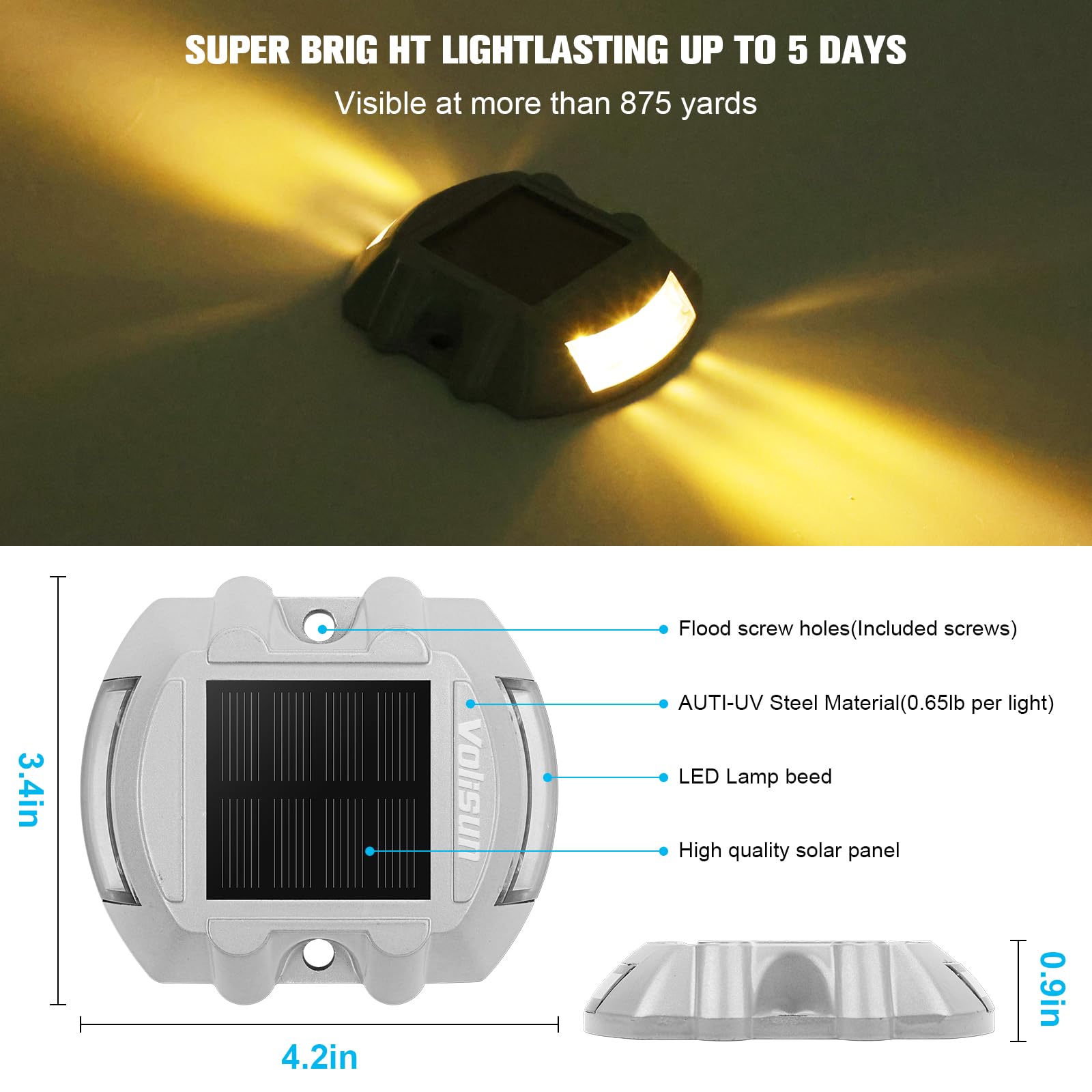 VOLISUN driveway light installation shows easy ground mounting with included screws.