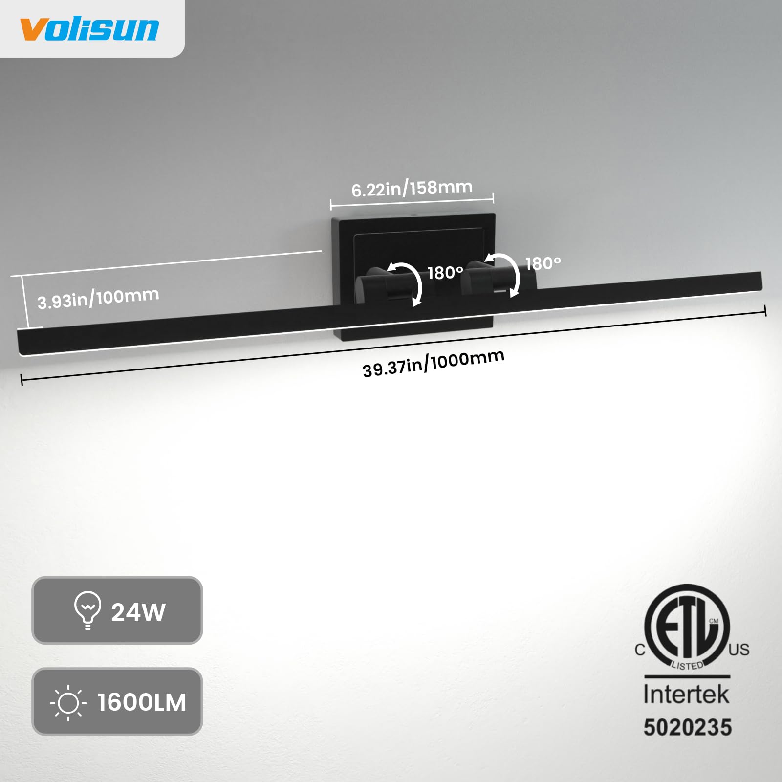 VOLISUN easy-install vanity light designed for US junction box mounting