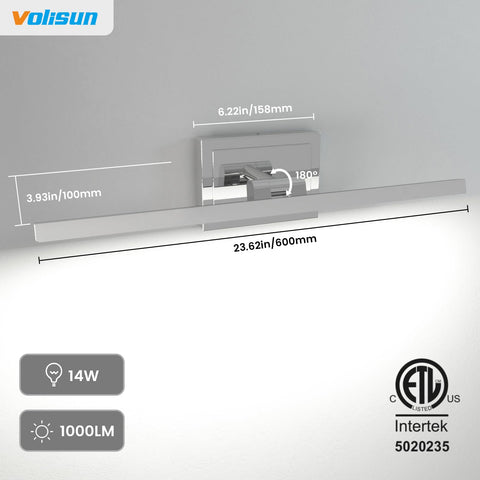 VOLISUN ETL-certified vanity light for safe bathroom use