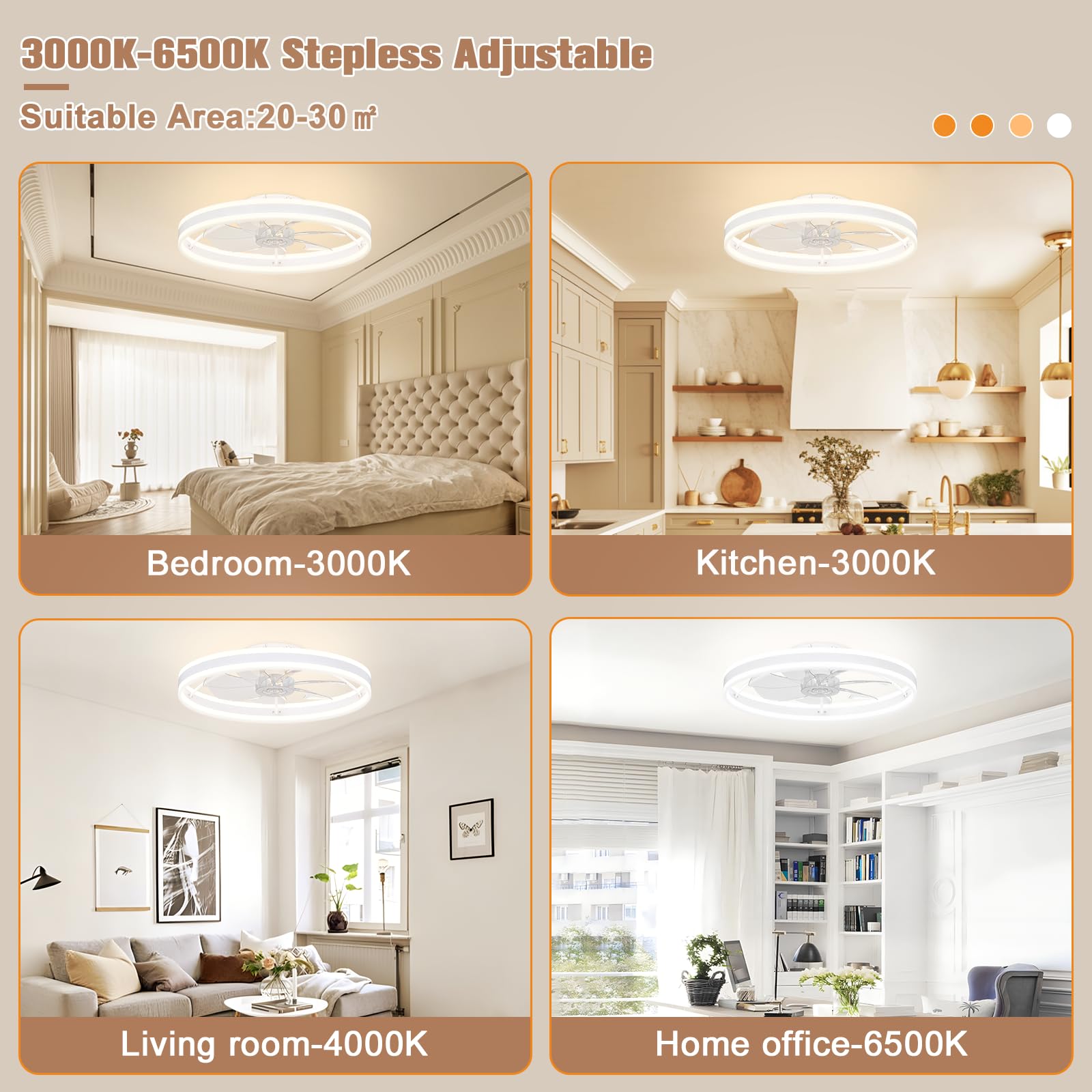 VOLISUN fandelier LED light with remote creates modern living room ambiance.