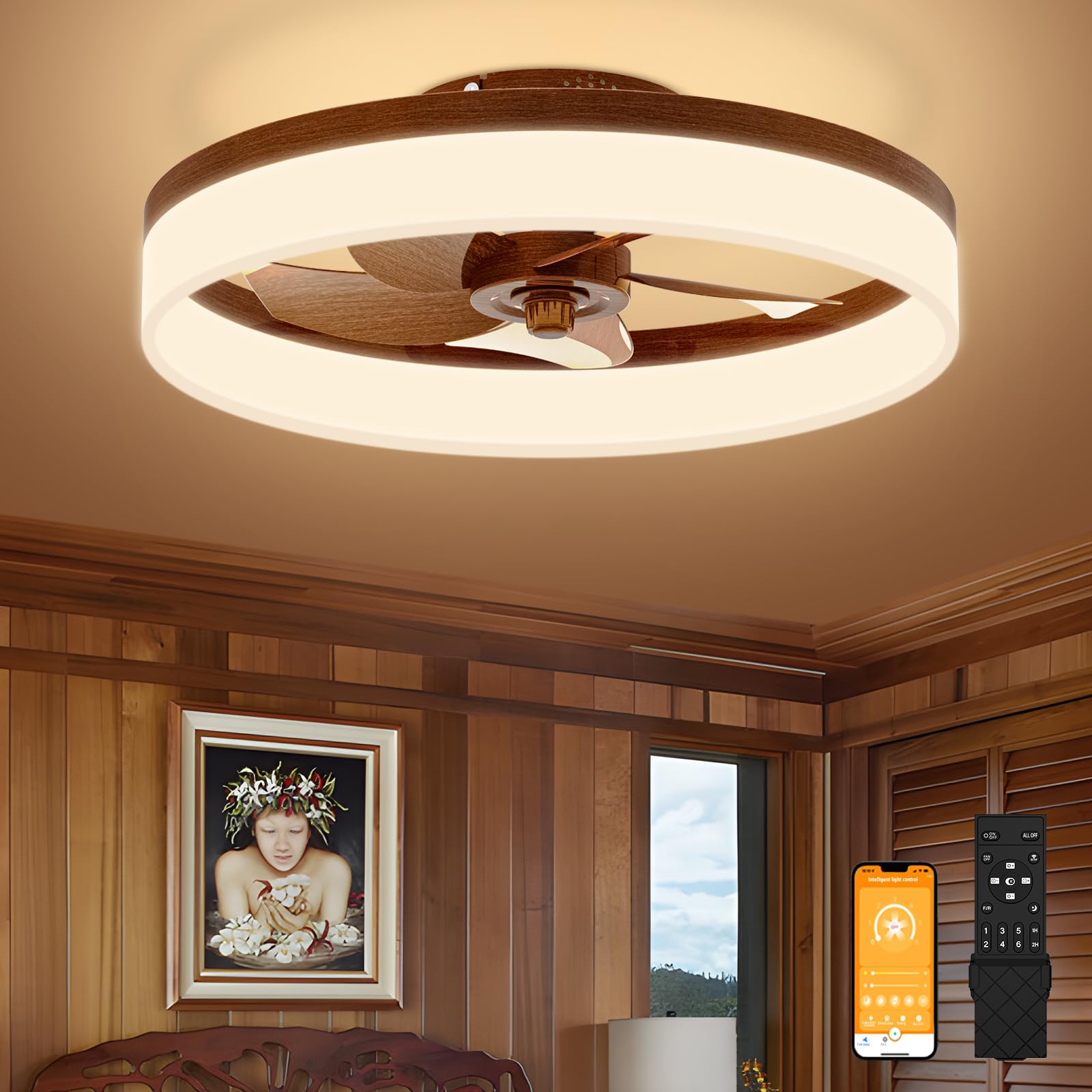 VOLISUN farmhouse ceiling fan remote control for easy operation