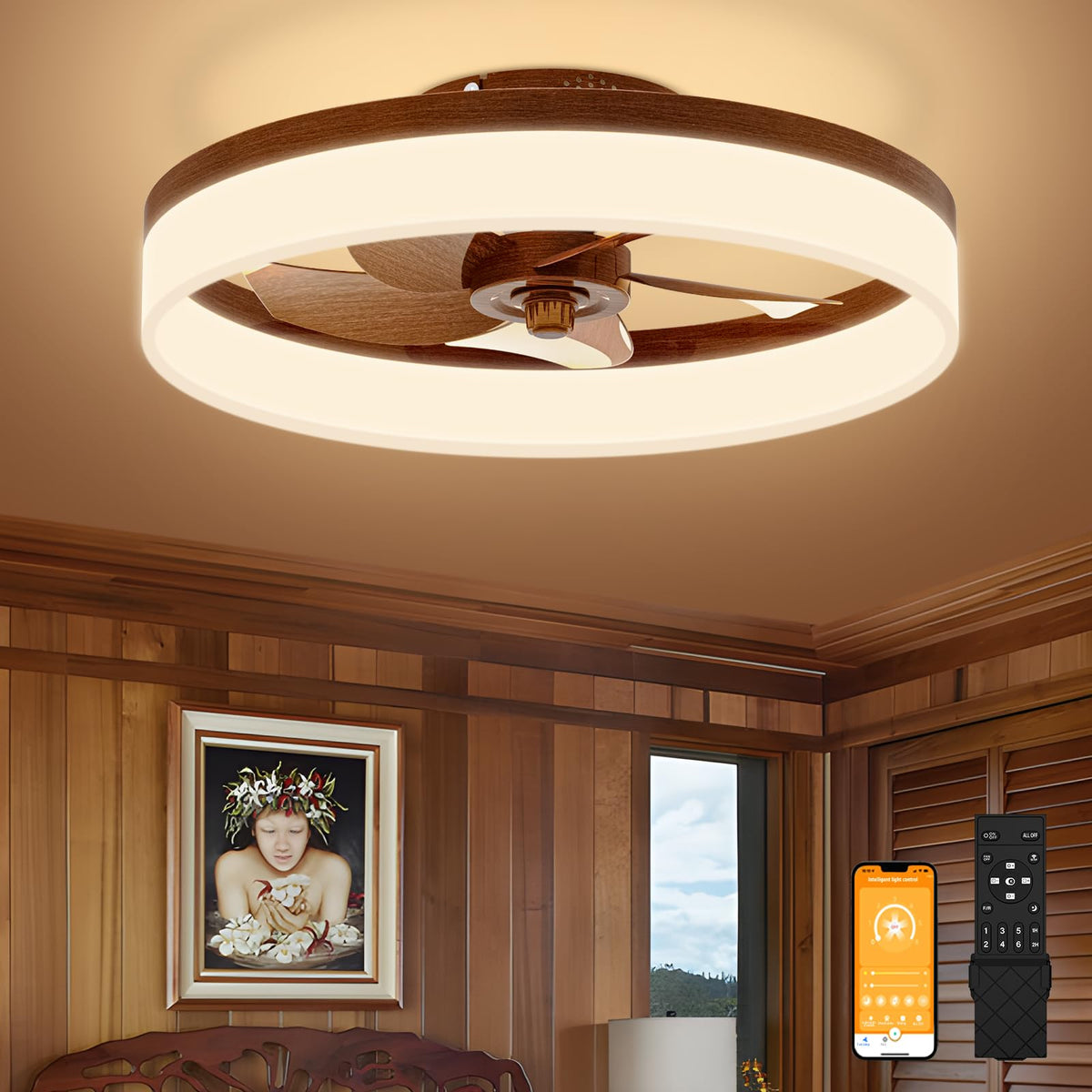 VOLISUN farmhouse ceiling fan remote control for easy operation