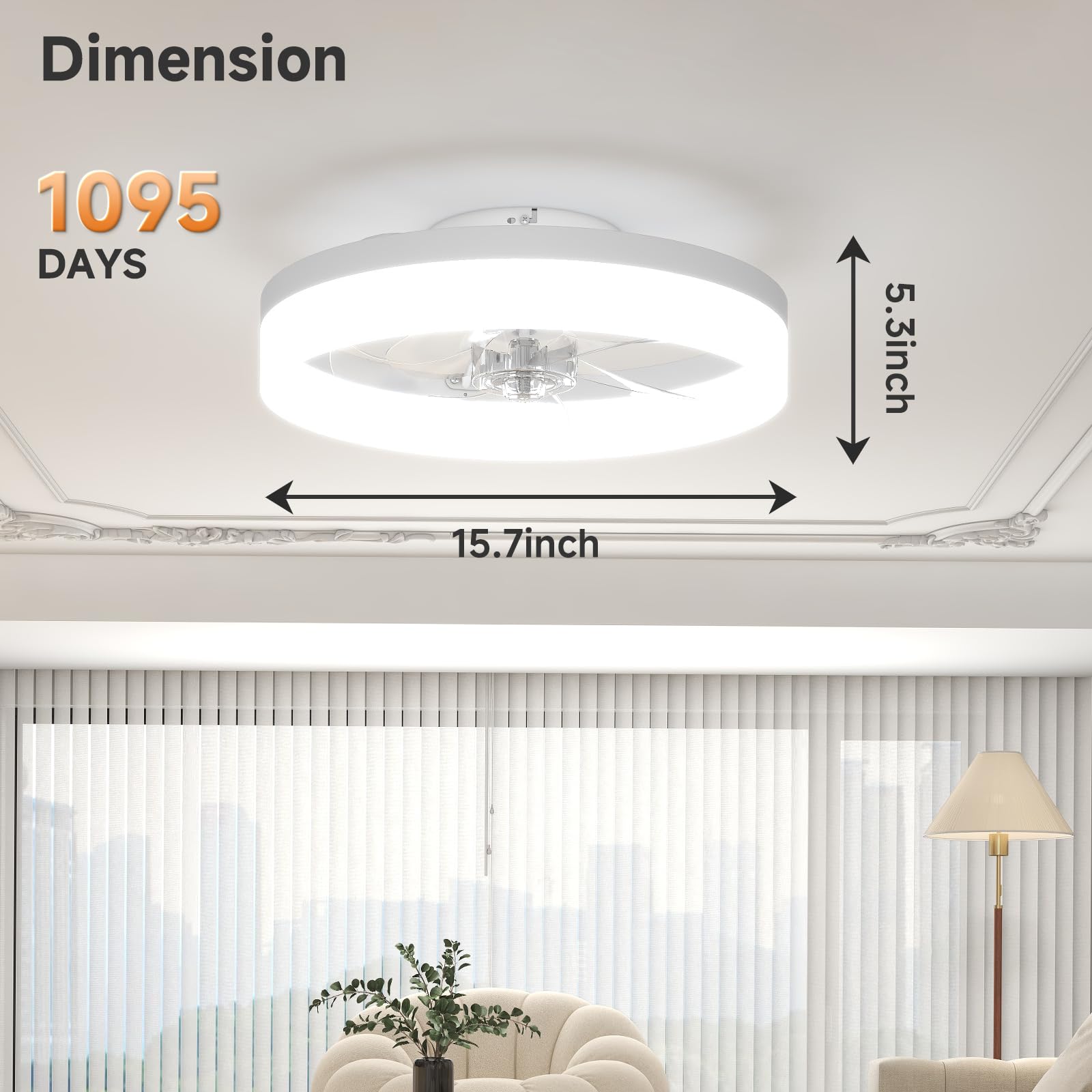 VOLISUN flush-mount design minimizes ceiling clutter and fits low ceilings.