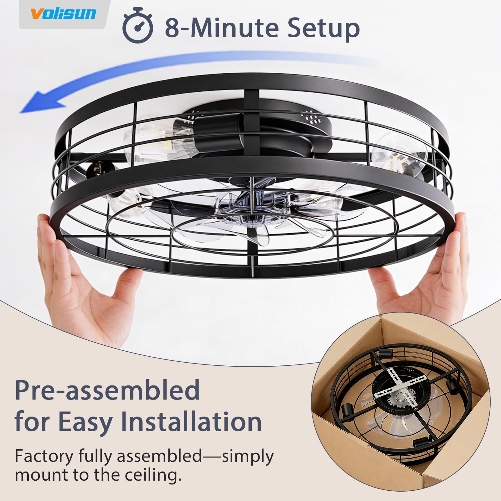 VOLISUN flush mount design; space-saving and sleek.