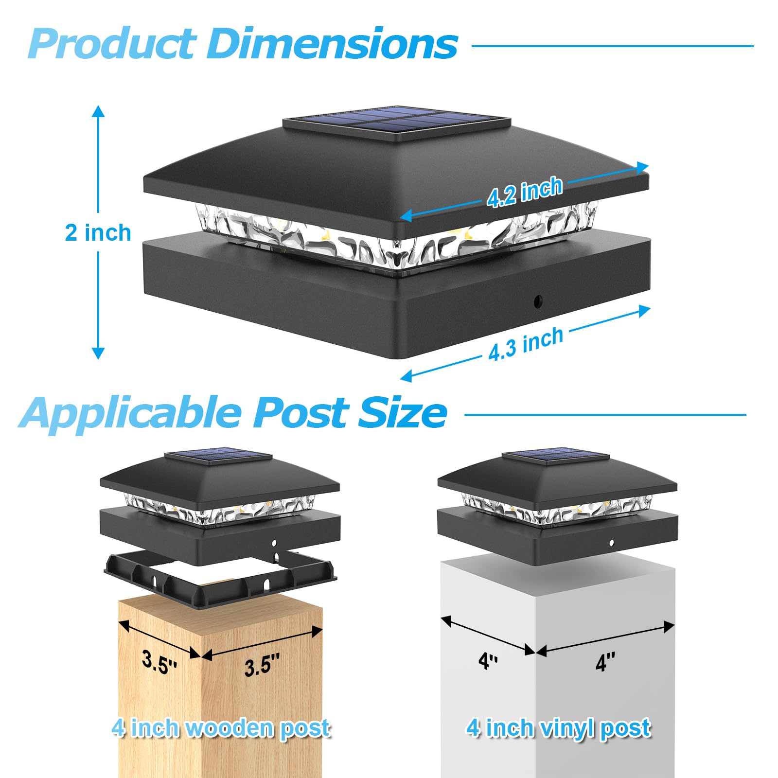 VOLISUN solar post cap lighting a fence line to define outdoor space.
