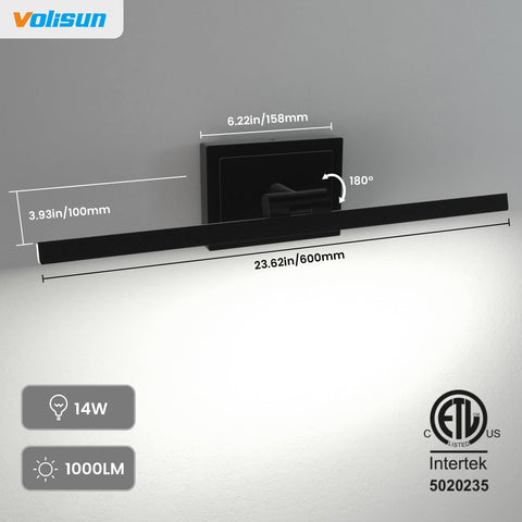 Volisun black bar vanity light adds modern style while protecting against moisture.