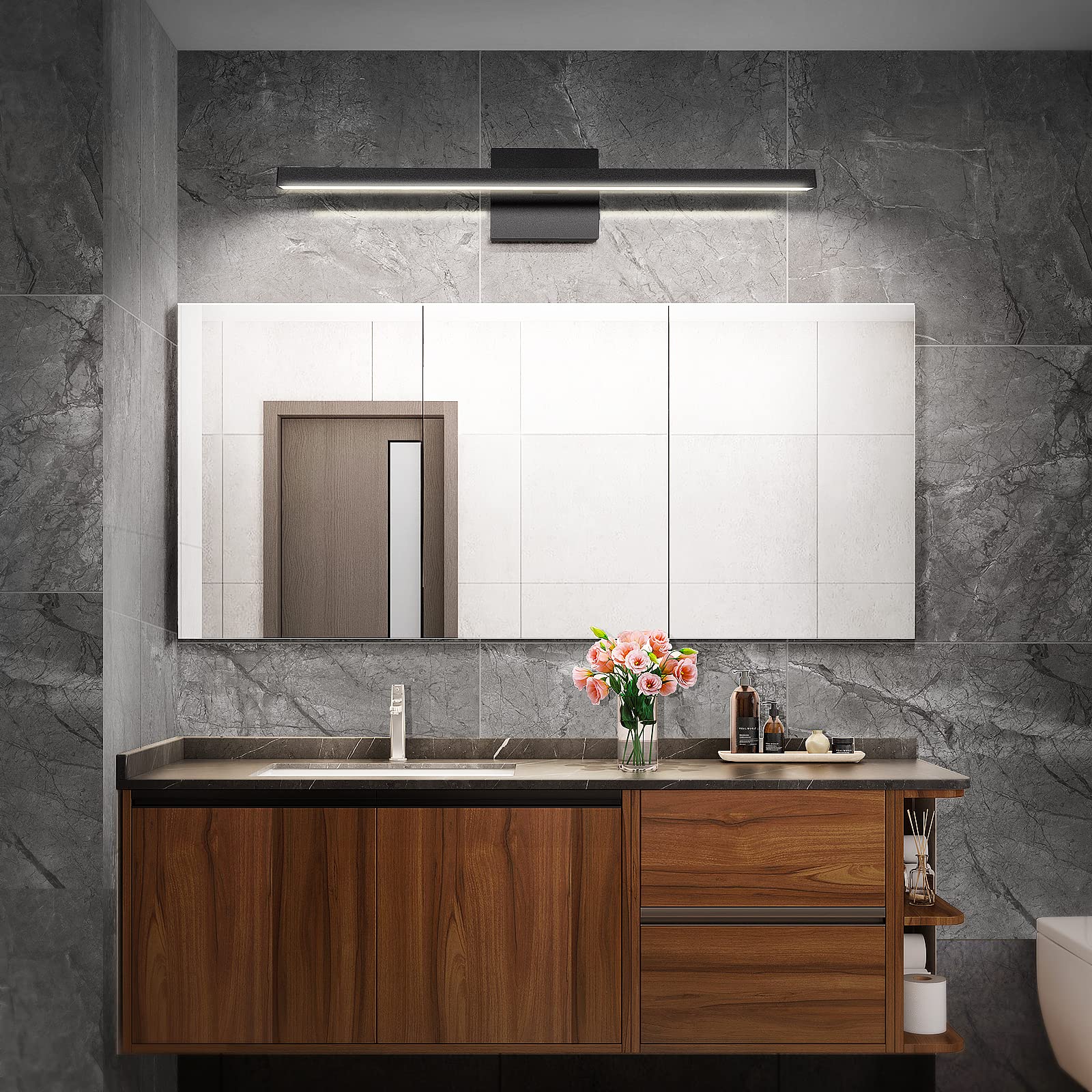Volisun IP44 waterproof metal backpanel detail for humid bathroom environments.