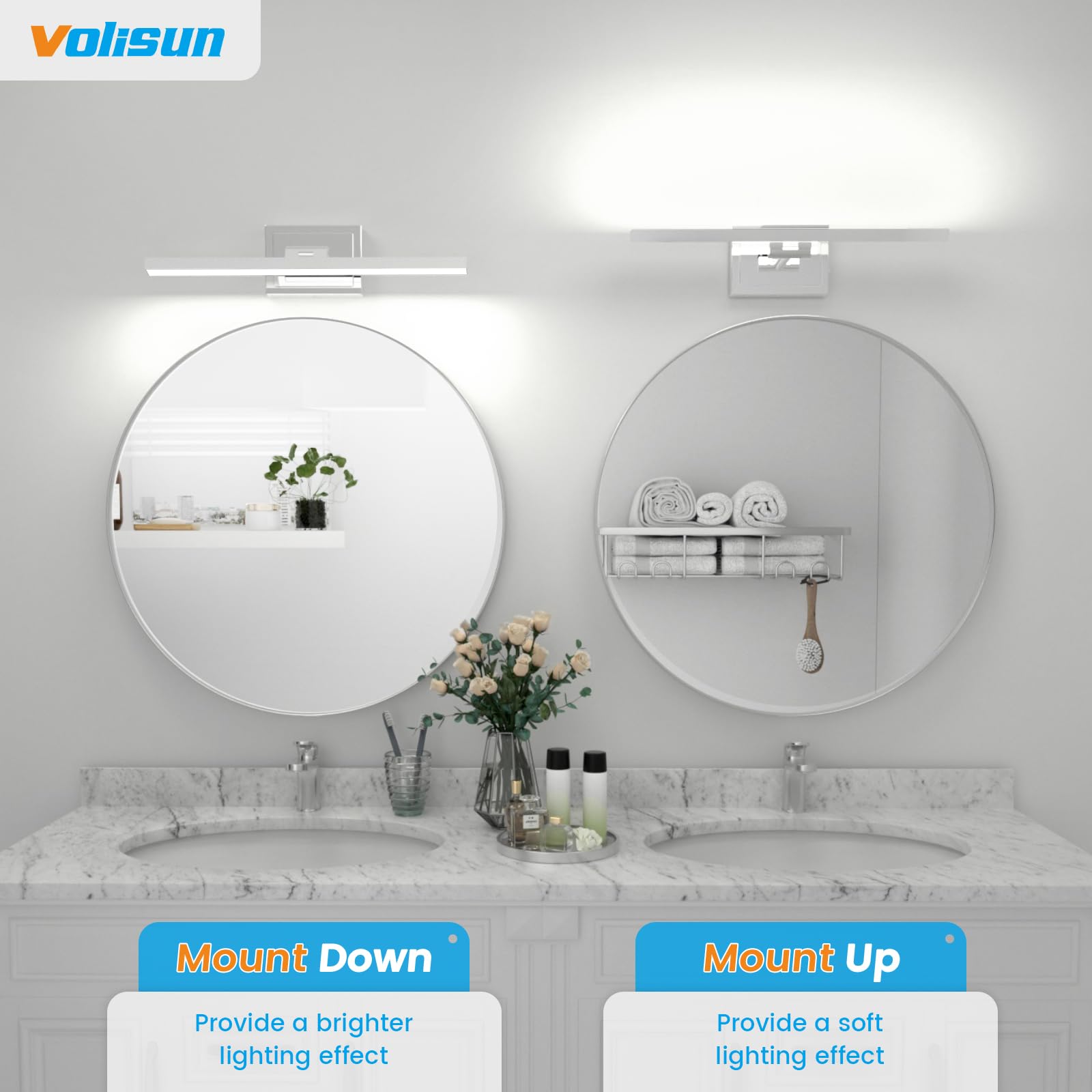 VOLISUN IP44-rated vanity light withstands humidity in bathrooms