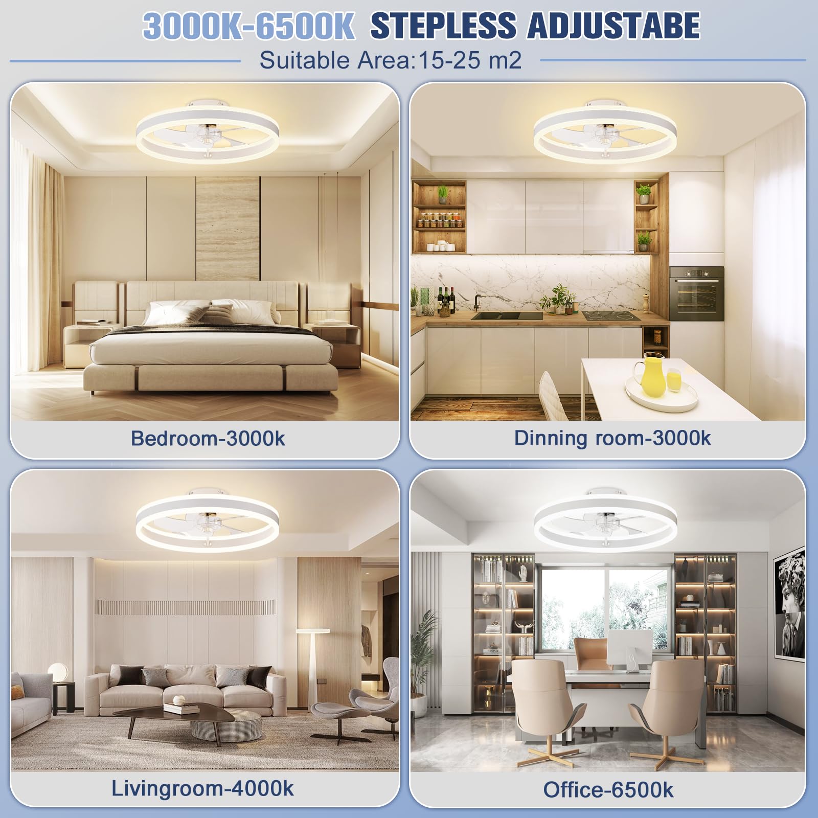 Volisun LED fandelier lights panel powered for workspace illumination