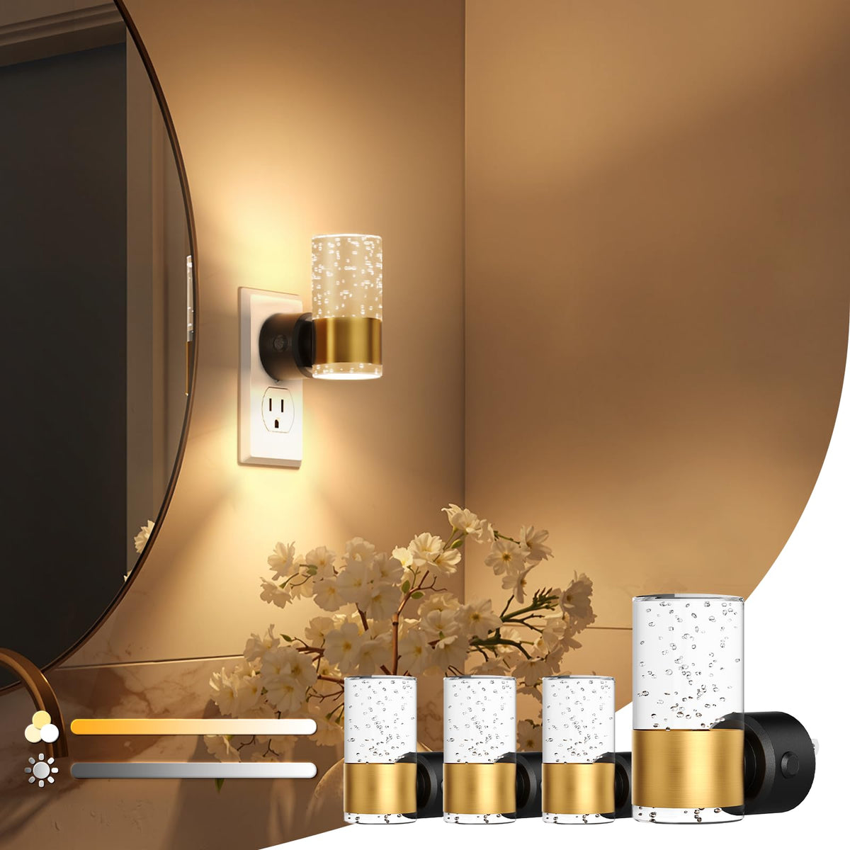 VOLISUN LED night lights 4-pack showcasing dimmable 3CCT for versatile ambiance.