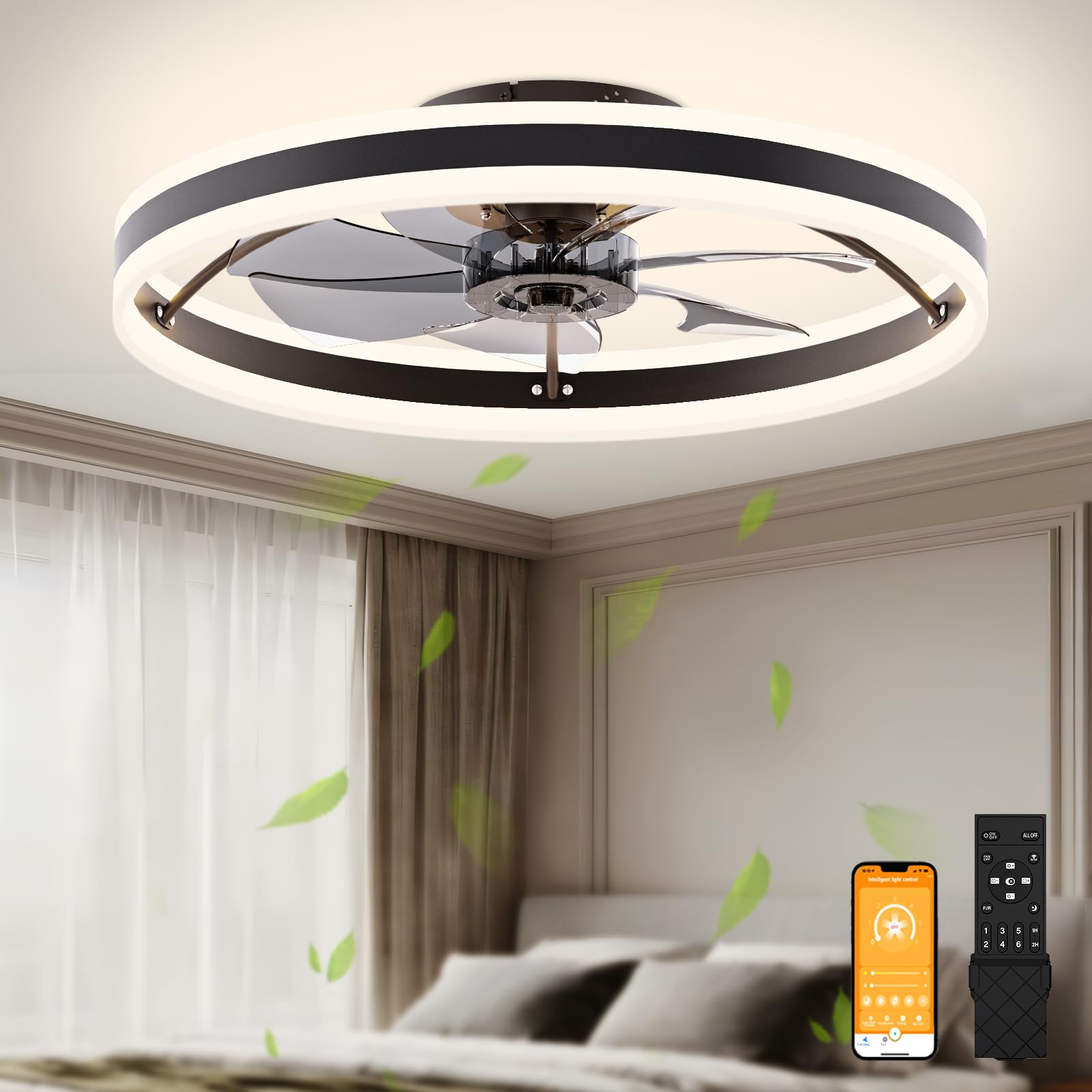 Volisun low-profile fan with light assembly ready for easy ceiling installation