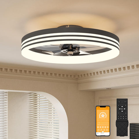 VOLISUN low-profile ceiling fan with remote for easy light and speed control