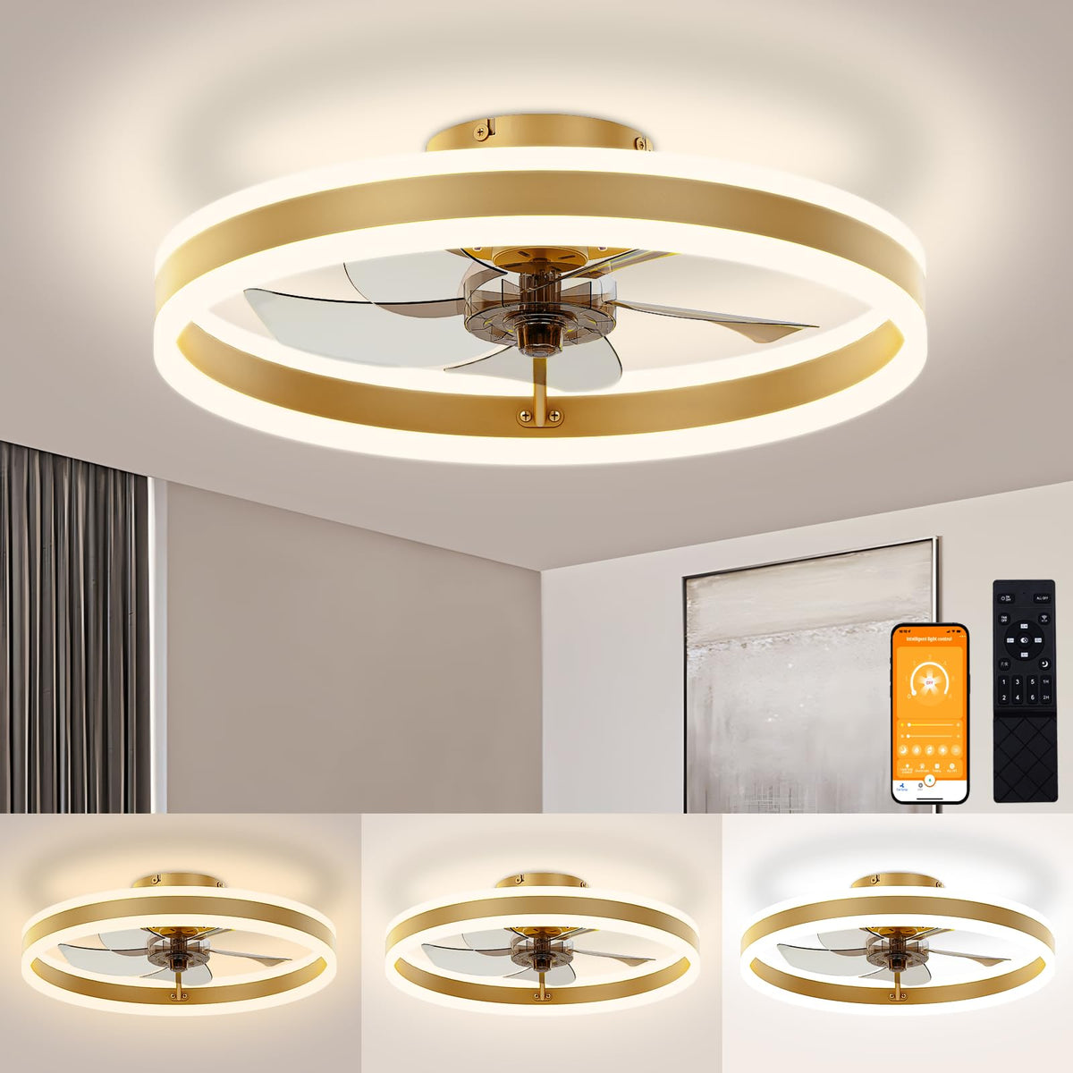 Volisun low-profile fan with remote ideal for compact spaces and easy control