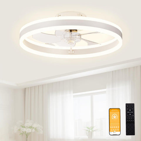 Volisun low profile fan light with remote control in a modern bedroom