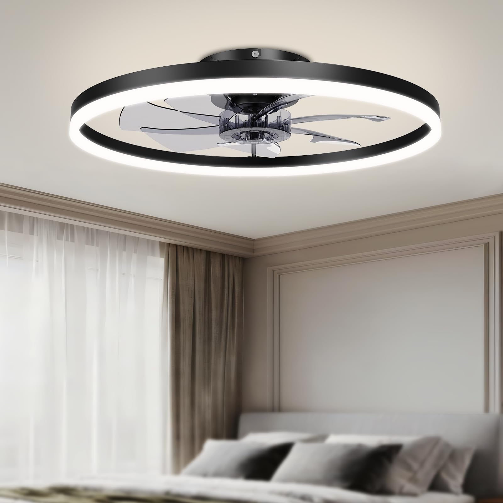 VOLISUN low-profile fandelier with remote for compact bedrooms