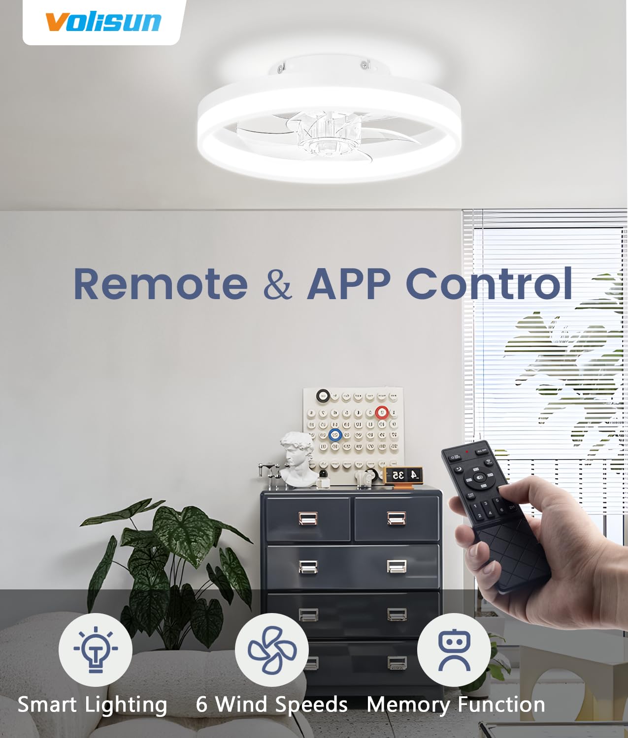 VOLISUN memory function recalls preferred lighting settings
