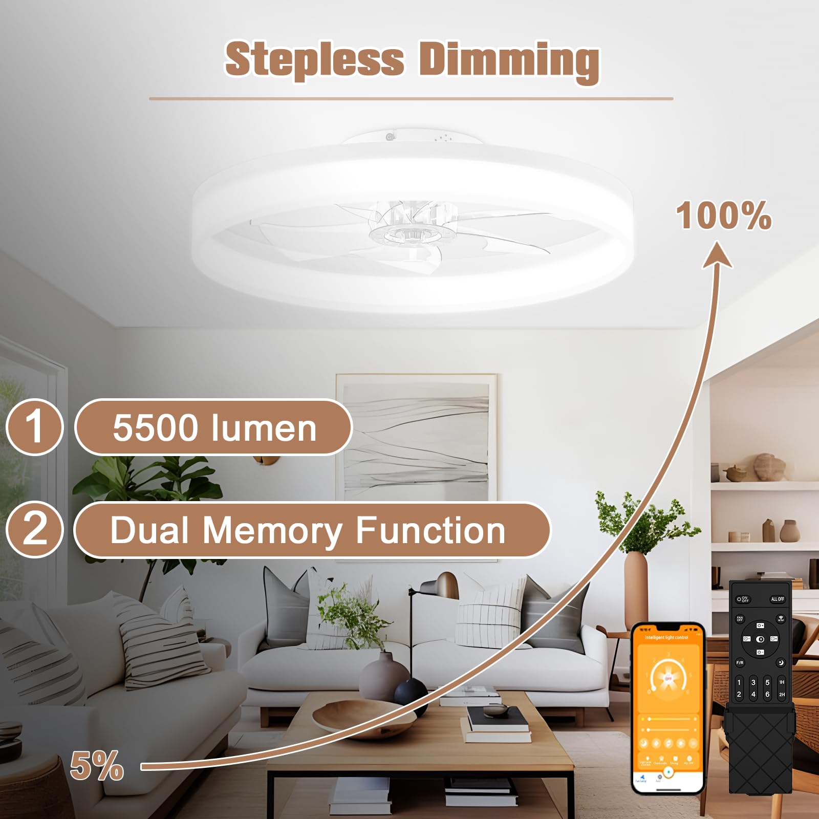 VOLISUN memory function recalls preferred light settings for convenience