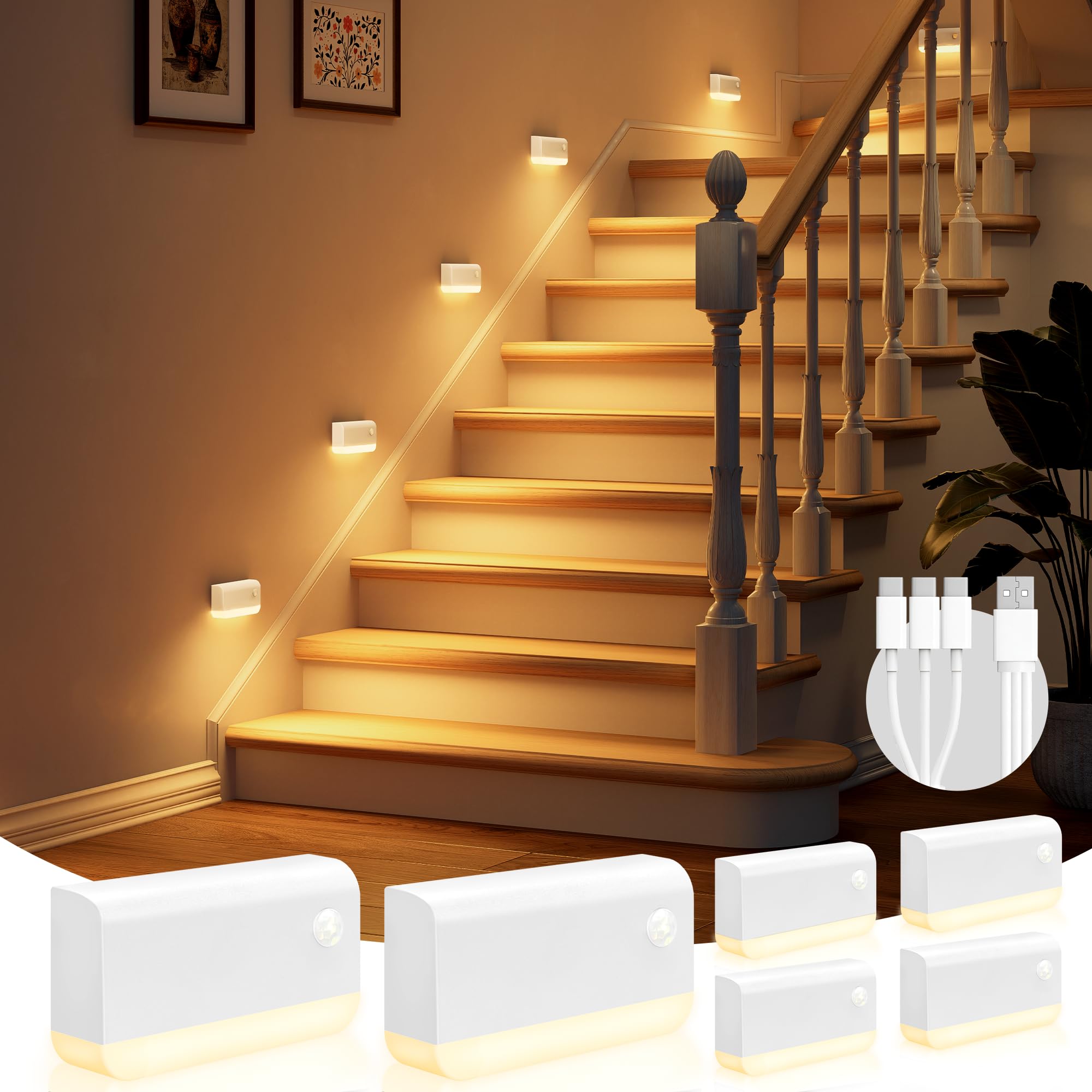 VOLISUN motion-sensor stair light pack illuminates stairs safely