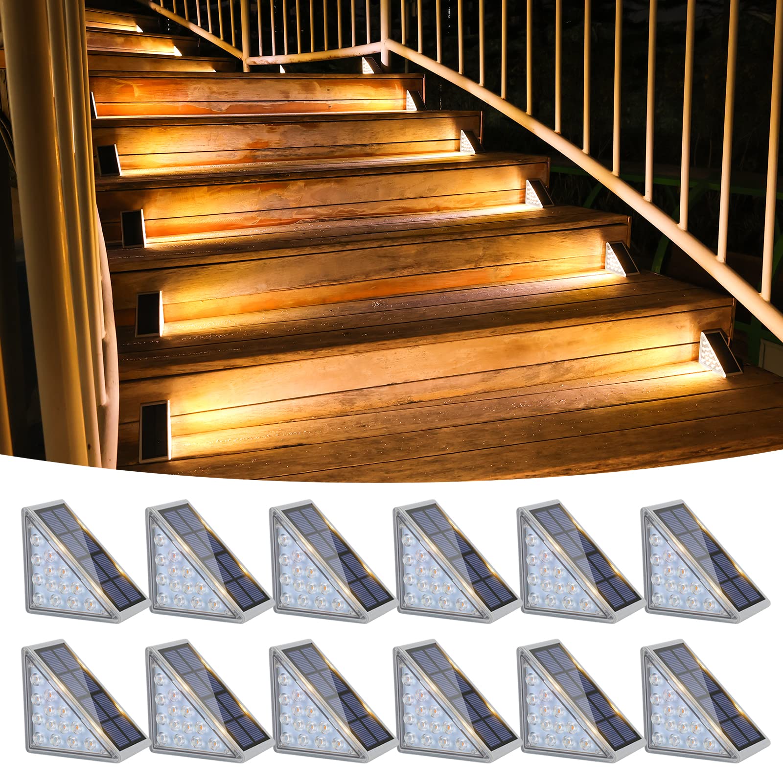 VOLISUN outdoor stair light 12-pack illuminating garden steps safely at night
