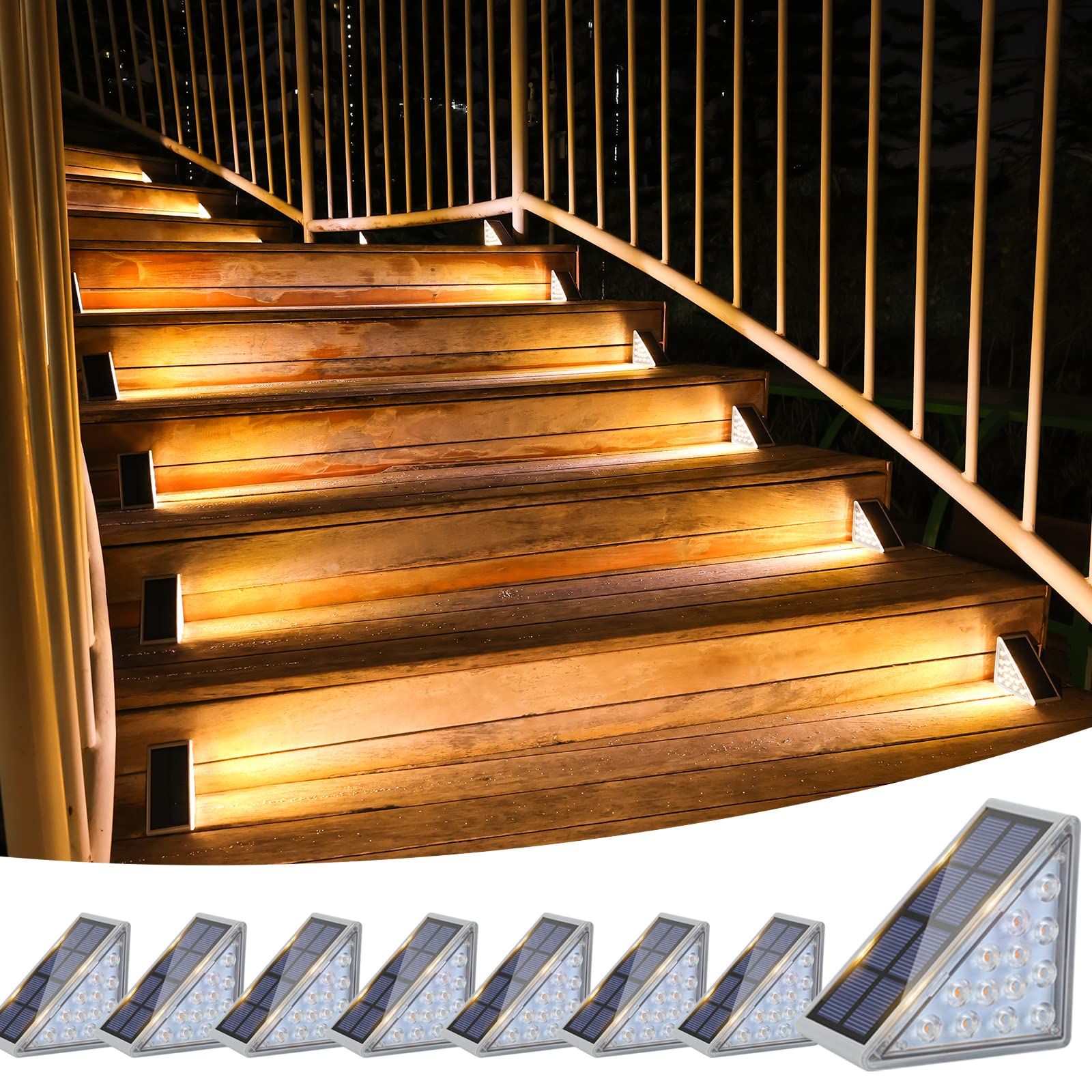 VOLISUN outdoor stair lights shown on stairs provide safer nighttime navigation.