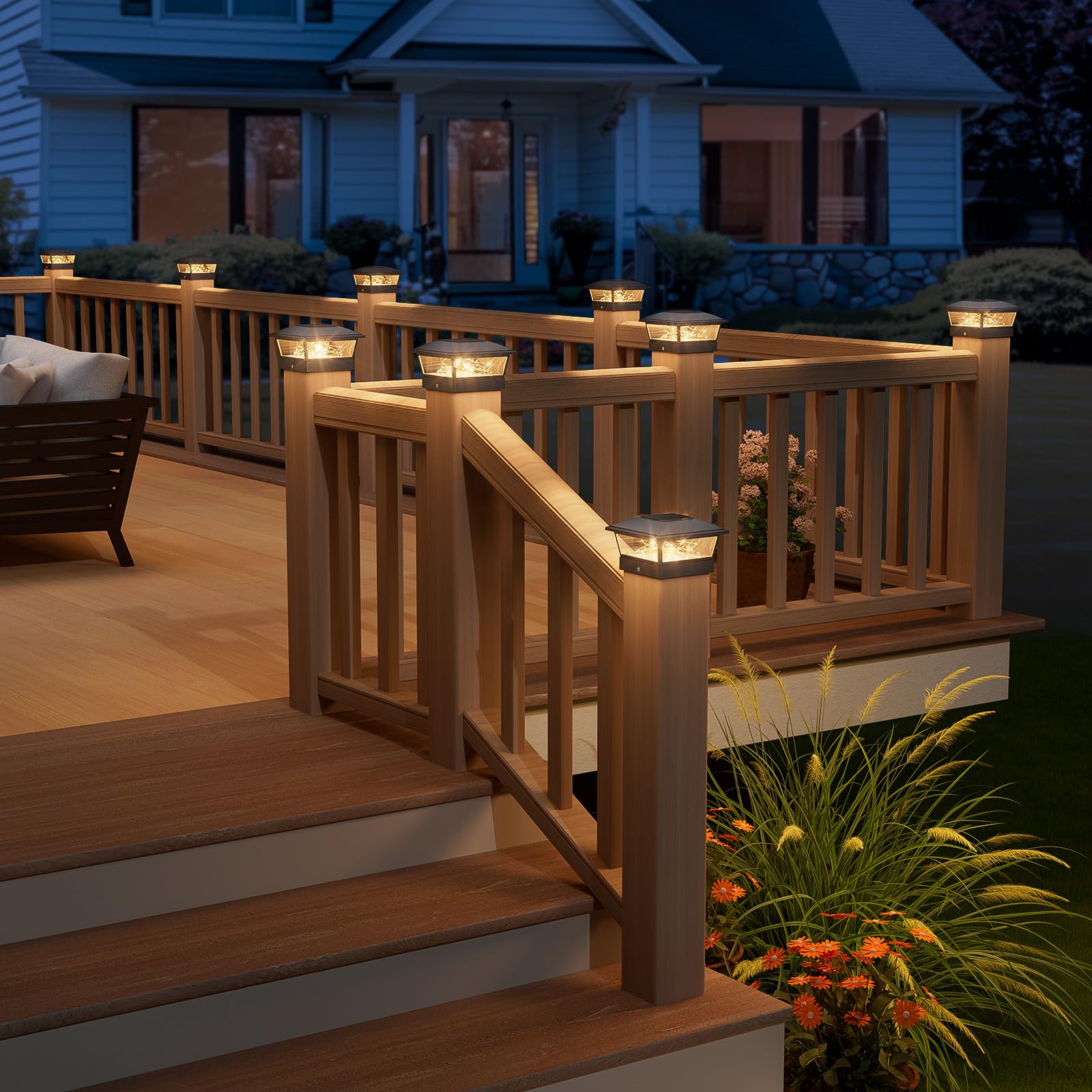 VOLISUN vinyl 4x4 post cap light for weatherproof fence lighting