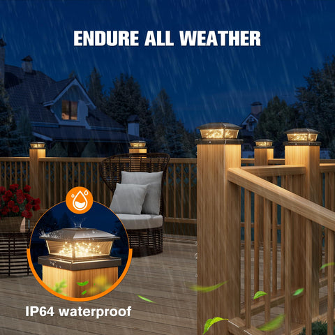 VOLISUN wood 4x4 post cap light adds evening ambiance along fences