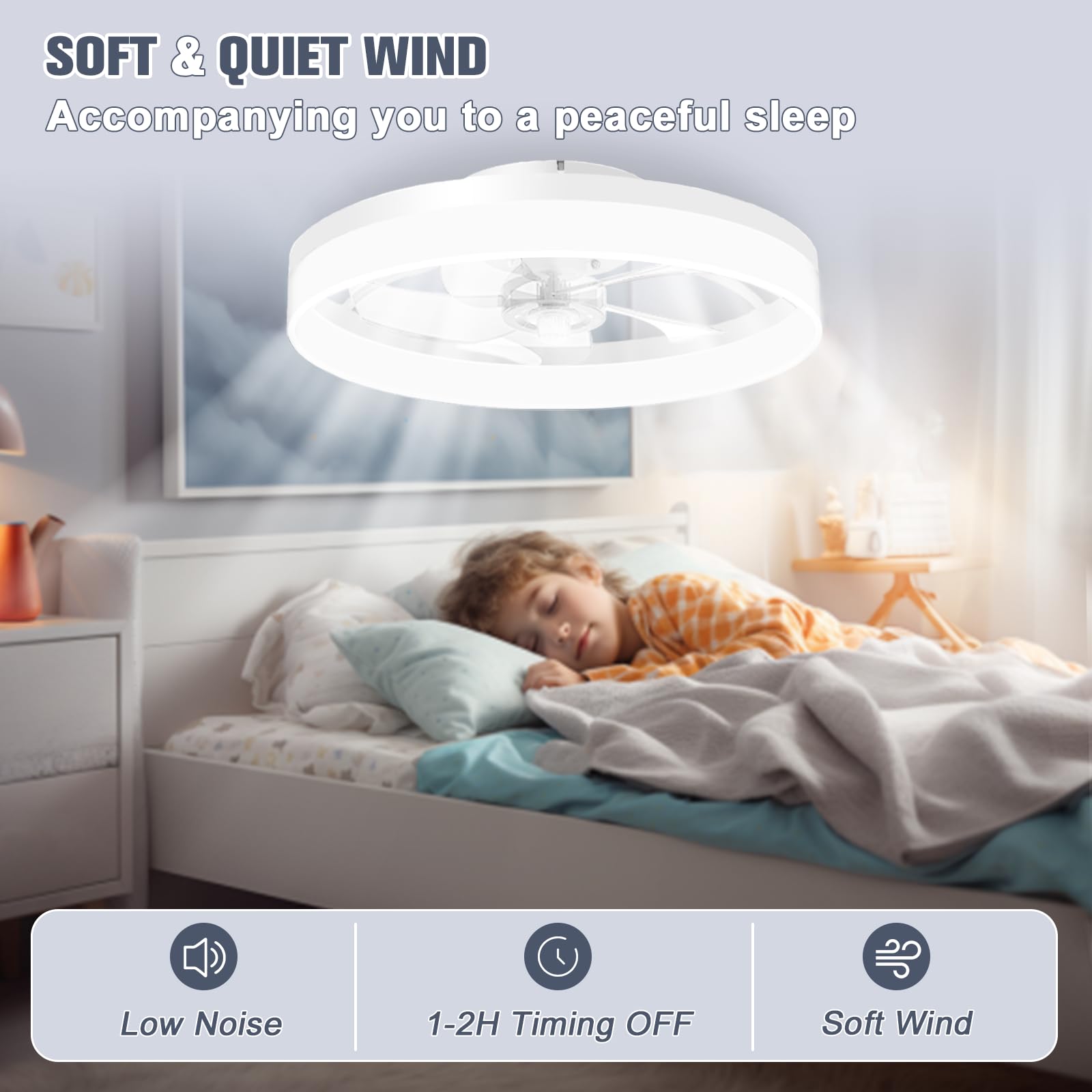 VOLISUN quiet 6-speed fan delivers adjustable airflow with minimal noise.