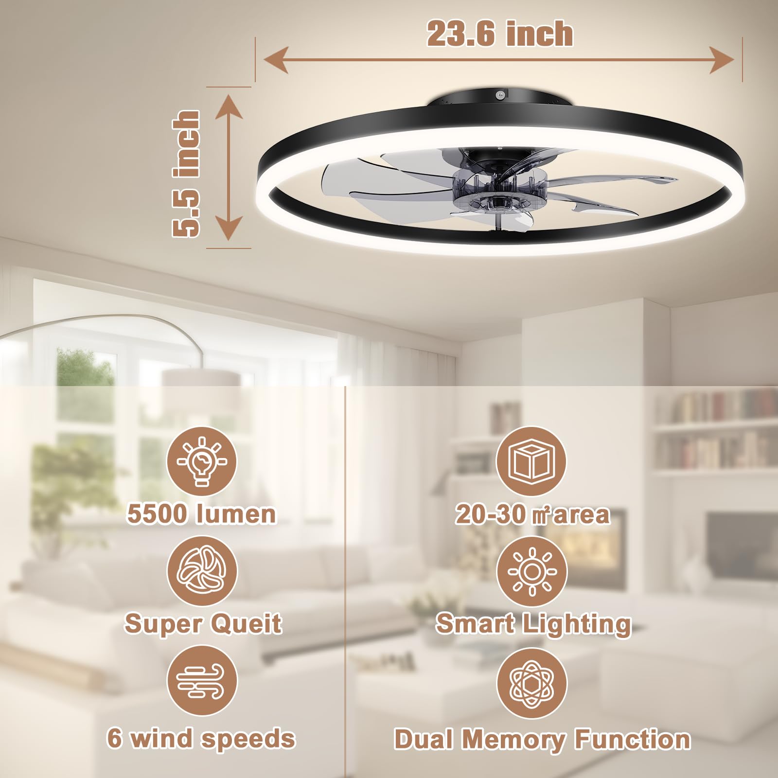 VOLISUN six-speed quiet fan ideal for bedrooms and living rooms
