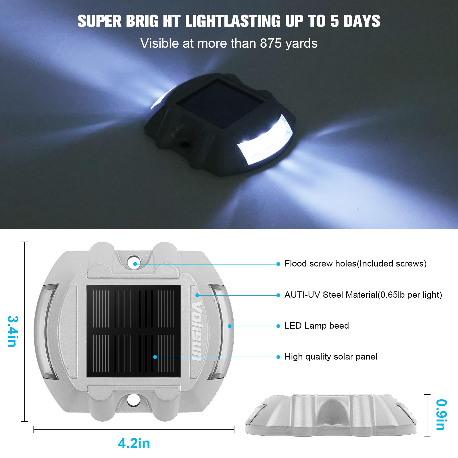 VOLISUN deck light along driveway glows bright for clearer visibility.
