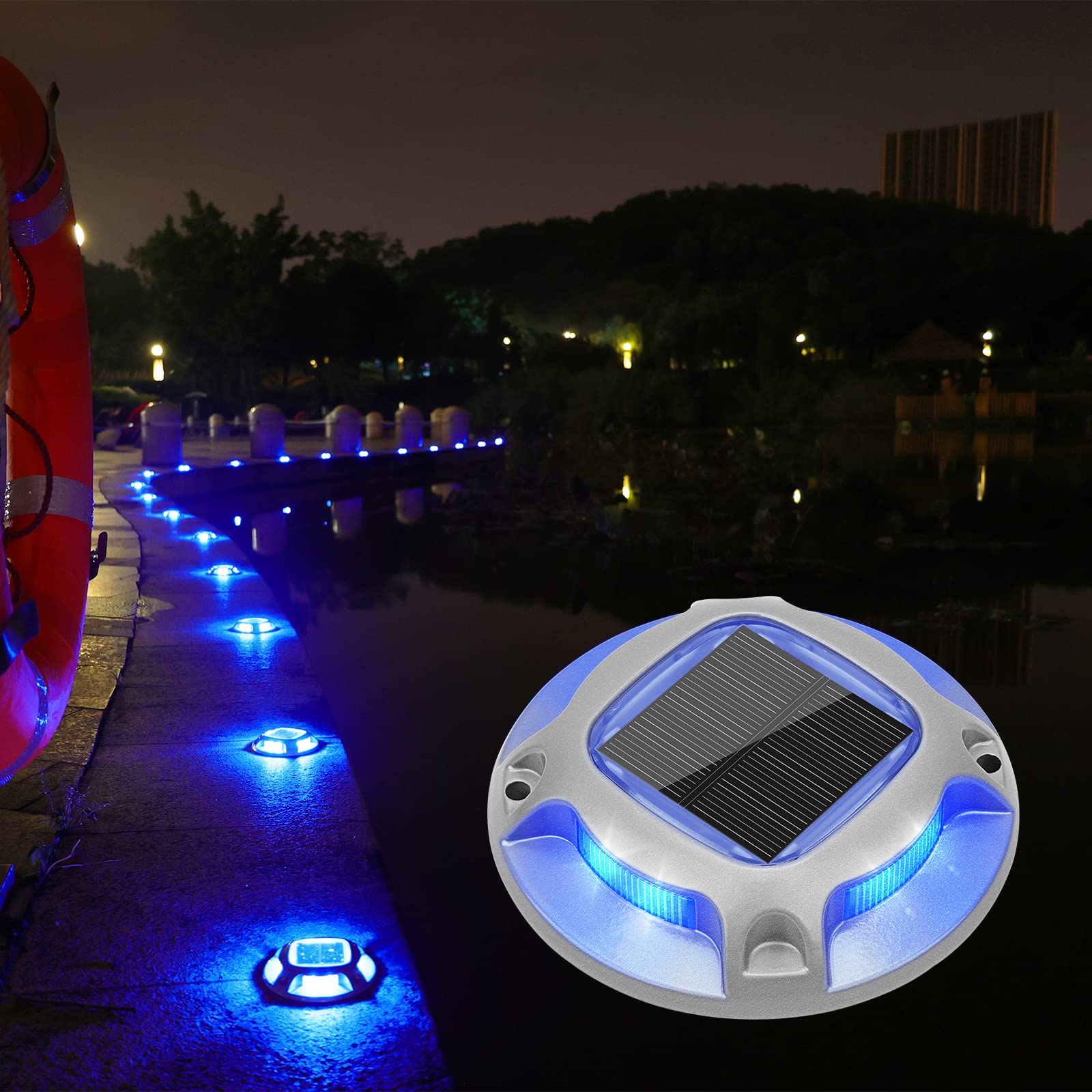 VOLISUN solar dock light with white blue switch for versatile outdoor lighting.