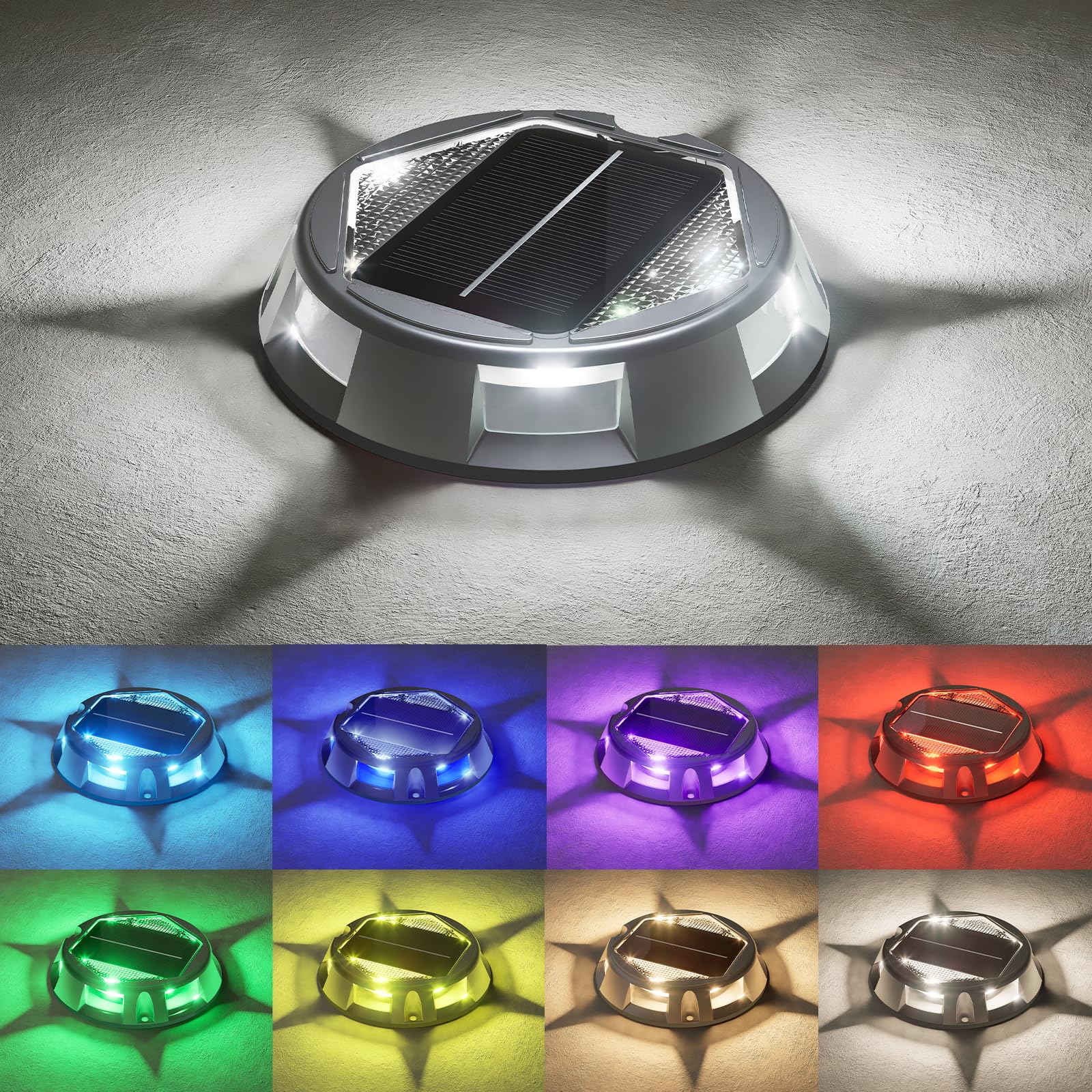 Volisun solar driveway light RGB panel illuminates paths with vibrant colors for a welcoming entrance.