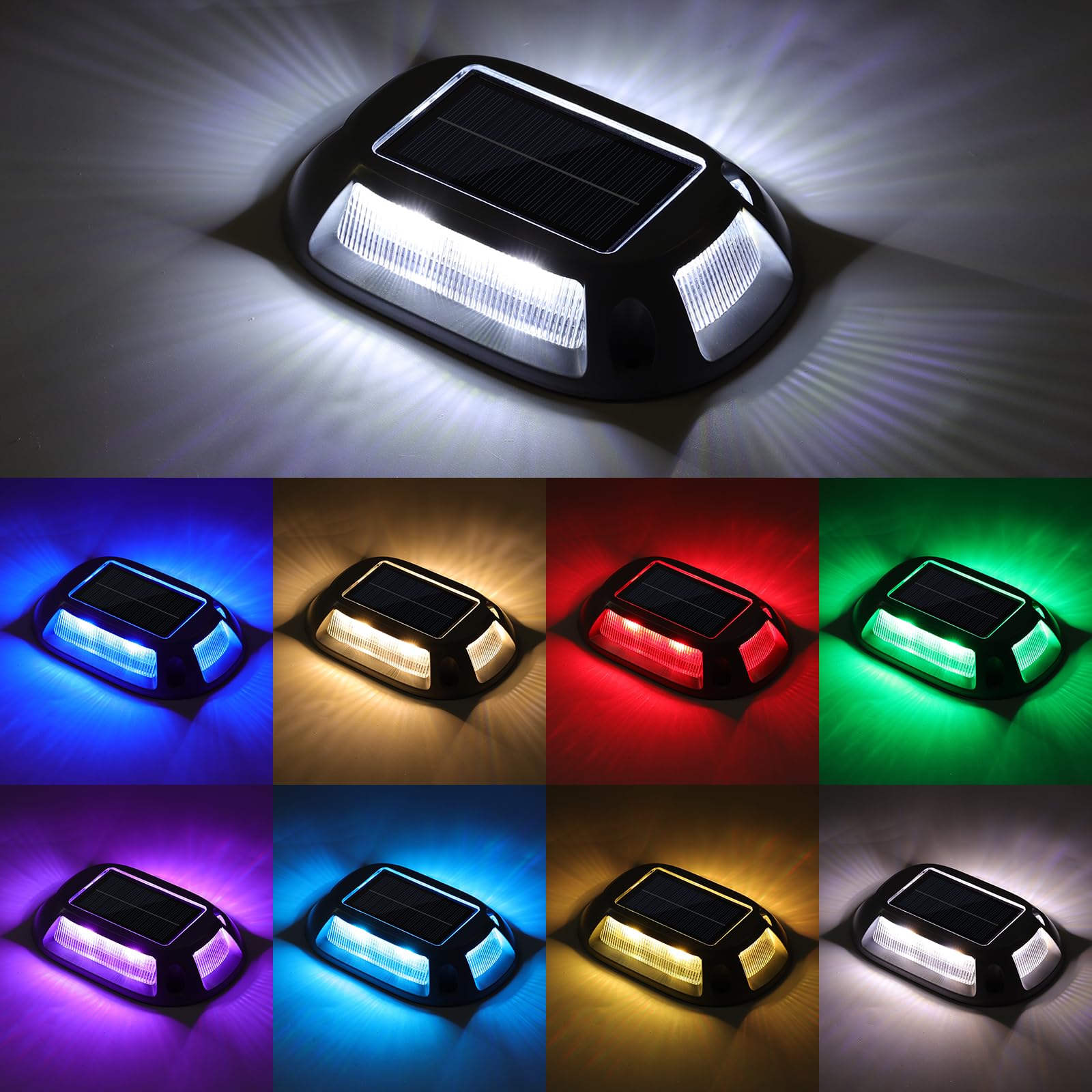 VOLISUN Solar Driveway Lights illuminate a deck at dusk, boosting safety and curb appeal