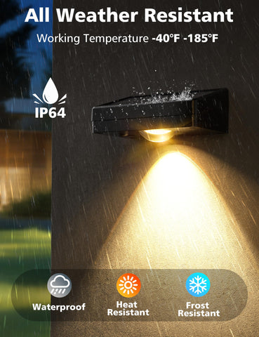 VOLISUN Solar Fence Light back view reveals IP65 rugged housing against rain.