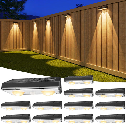 VOLISUN solar fence light 12-pack outdoor path illumination