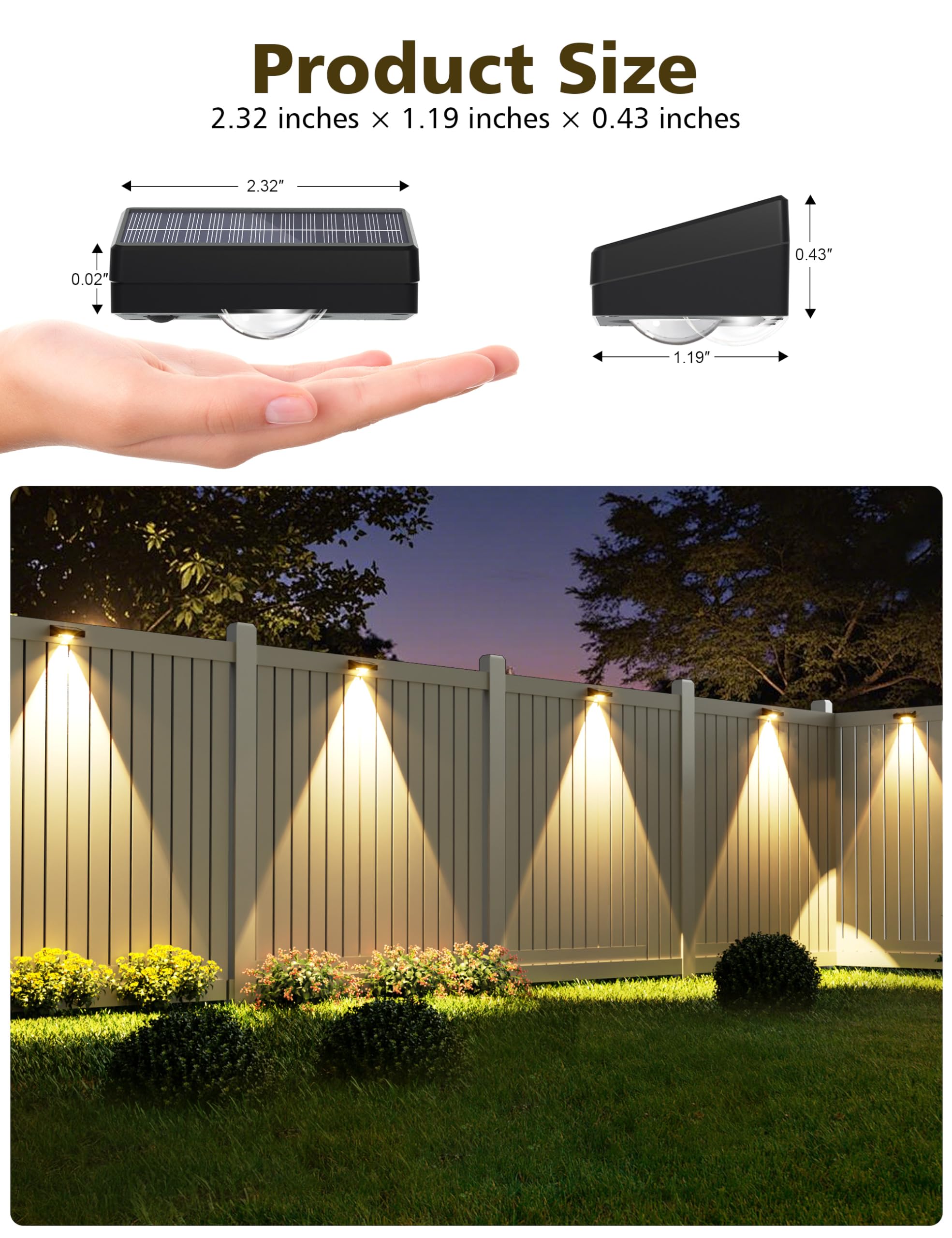 VOLISUN Packaging image shows complete set of waterproof solar fence lights.