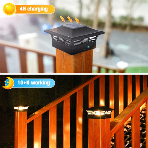 VOLISUN post cap lights show warm and cool color modes for ambiance.