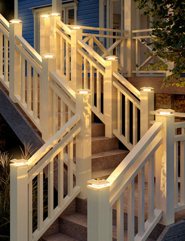 VOLISUN solar post cap light for 4x4 vinyl posts provides weatherproof night visibility