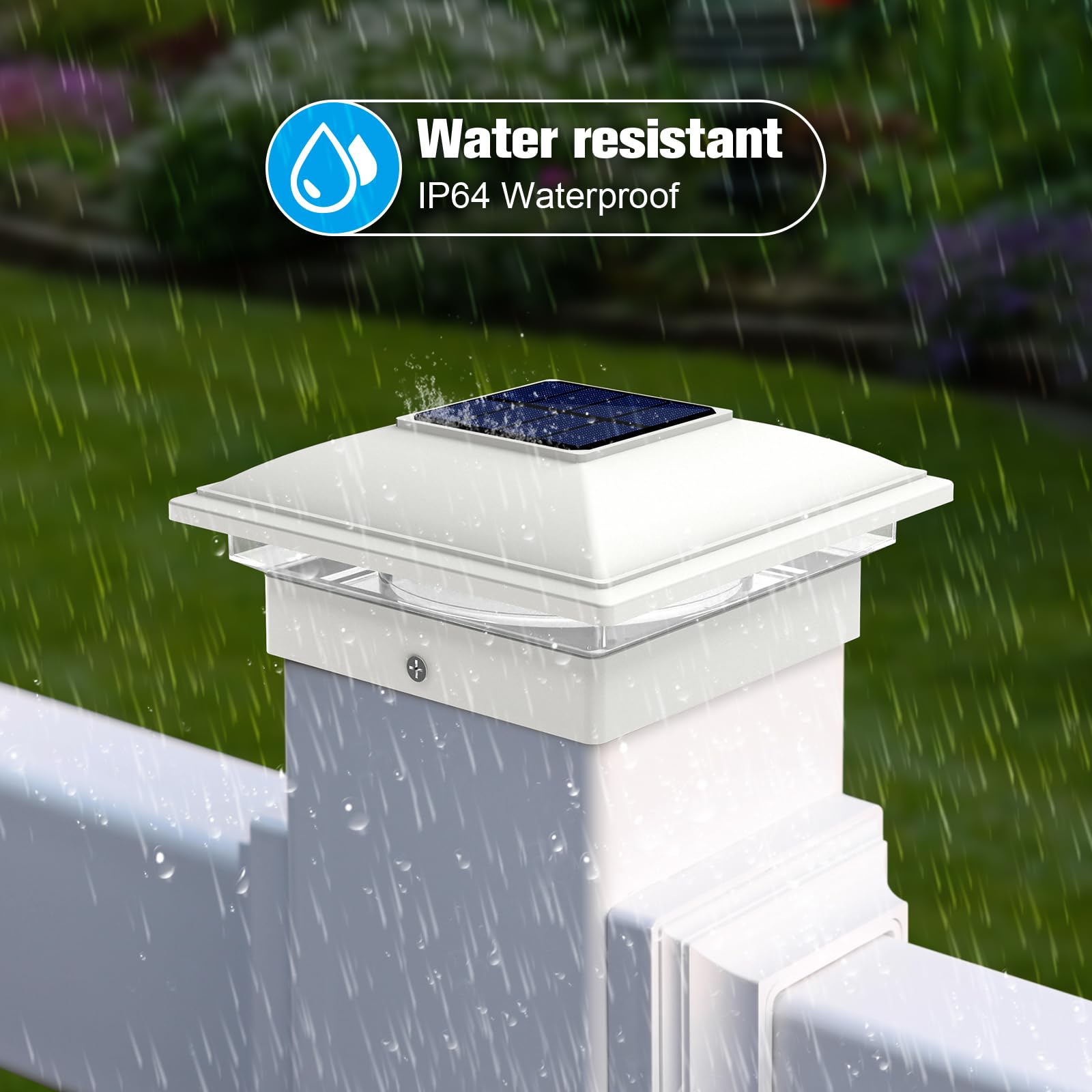 VOLISUN warm white glow highlighting a vinyl post for stylish outdoor entrances.